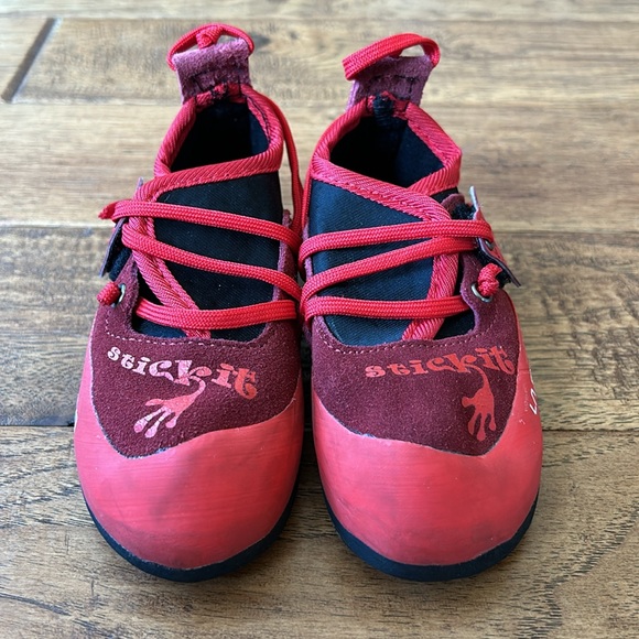 La Sportiva Kids Stickit Rock Climbing Shoes Chili Poppy Red Toddler Size 8-9 - Picture 4 of 10